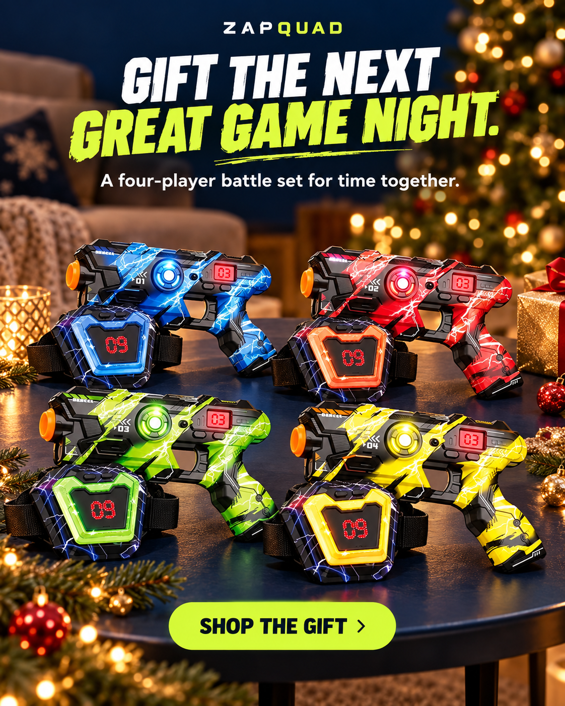 ZAPQUAD premium four-player laser tag gift